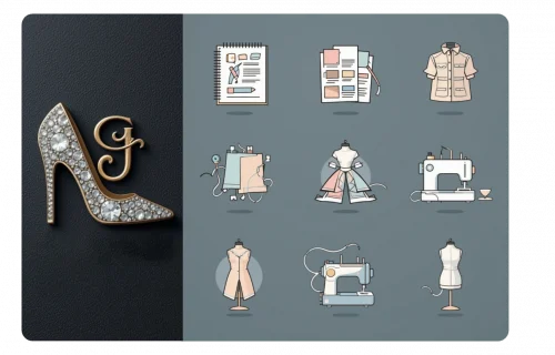 design a unique branding logo and a set of icons for a fashion website concevoir un logo de marque unique et un ensemble d'icônes pour un site web de mode